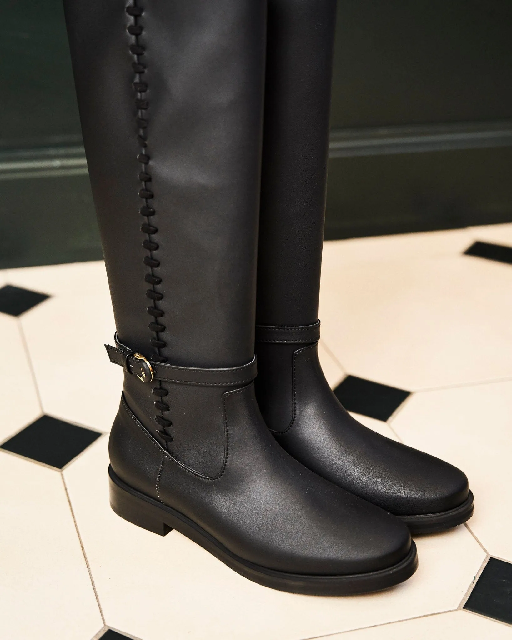 Panacea Vegan Leather Knee Boots | Black