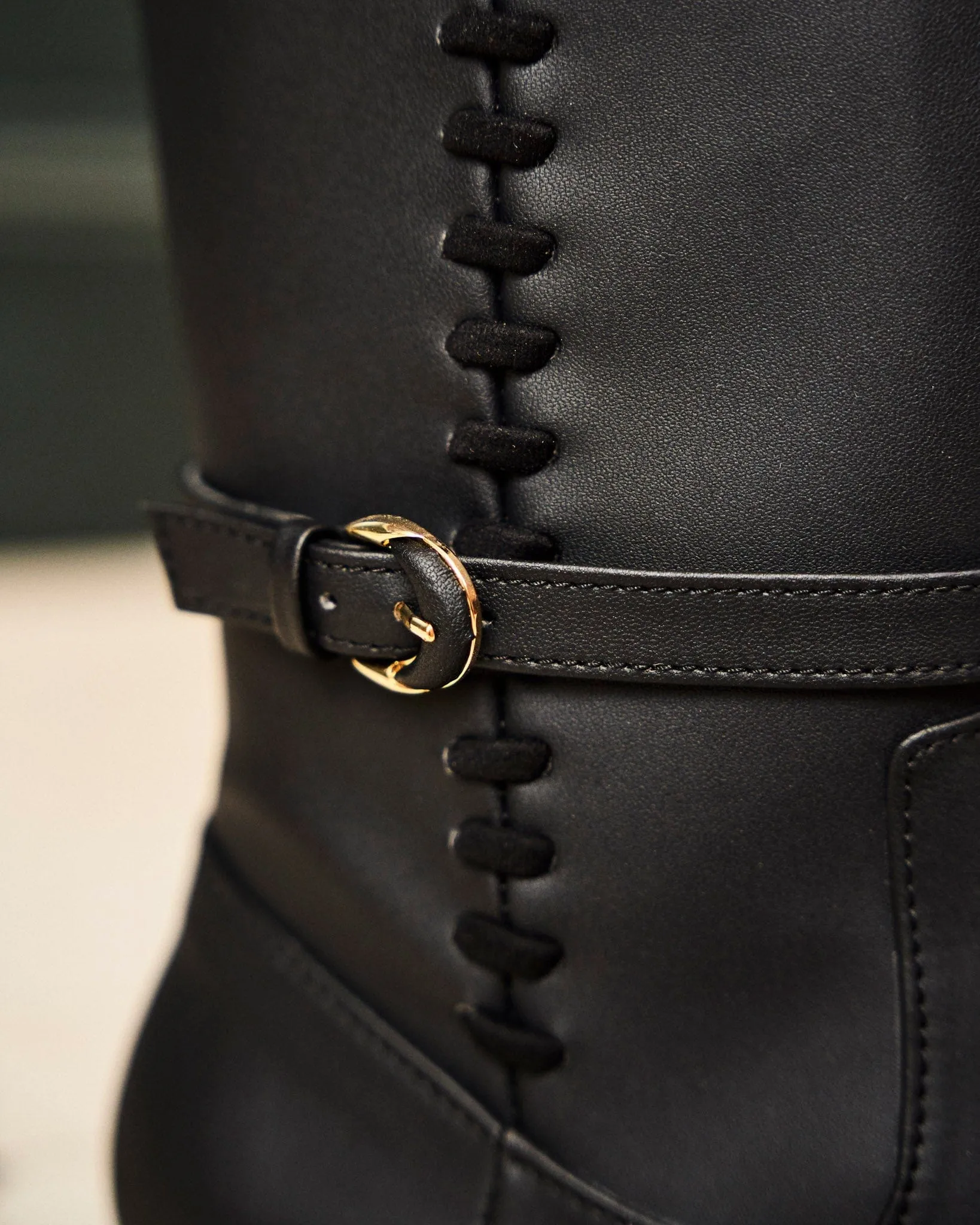 Panacea Vegan Leather Knee Boots | Black