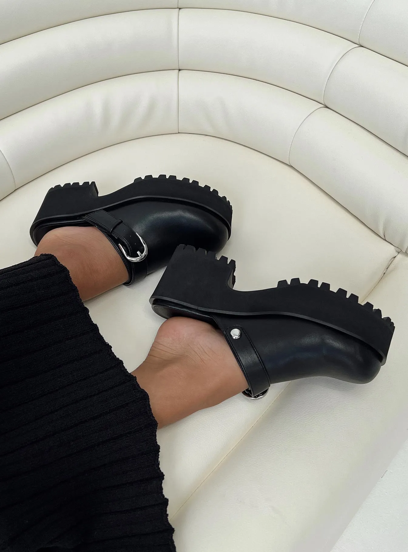 Rinaldi Slide On Flats Black
