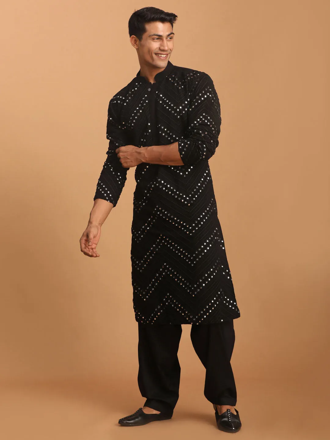 Vastramay Black Mirror Kurta With Patiala