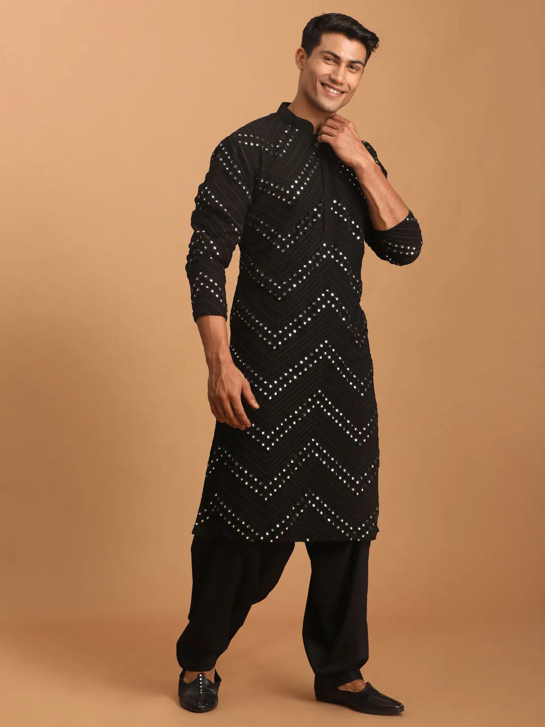 Vastramay Black Mirror Kurta With Patiala